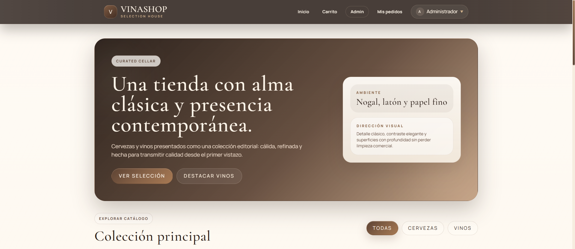 Imagen del proyecto Vinacoteca — Tienda de Vinos
